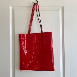 Banana Republic Patent Leather Effortless Red Tote EUC